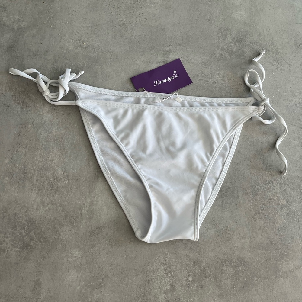 White Bikini Bottom with Side Ties